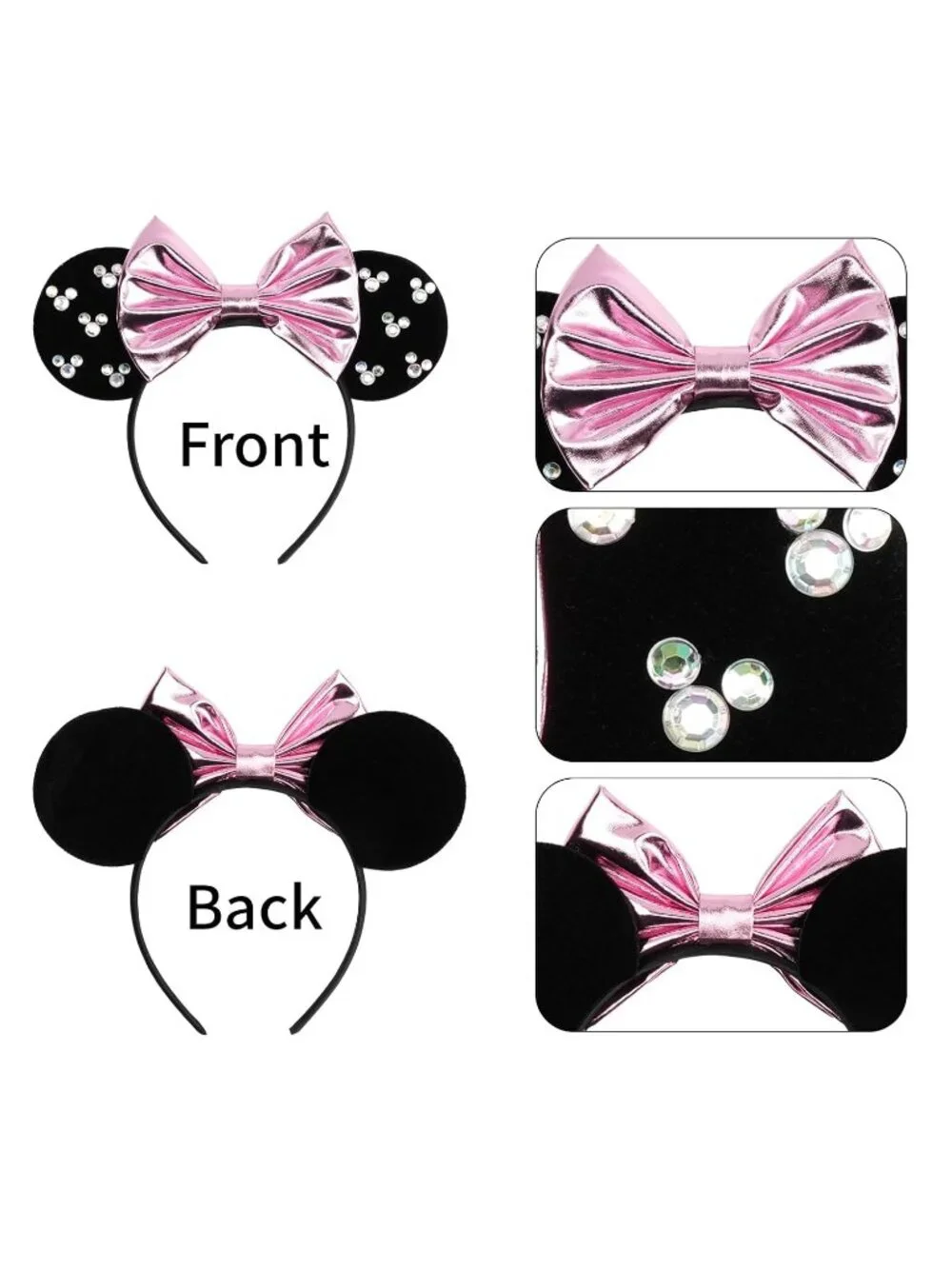 Women Black-Pink cotton Candy-Inspired Mickey Mouse Hair Headband